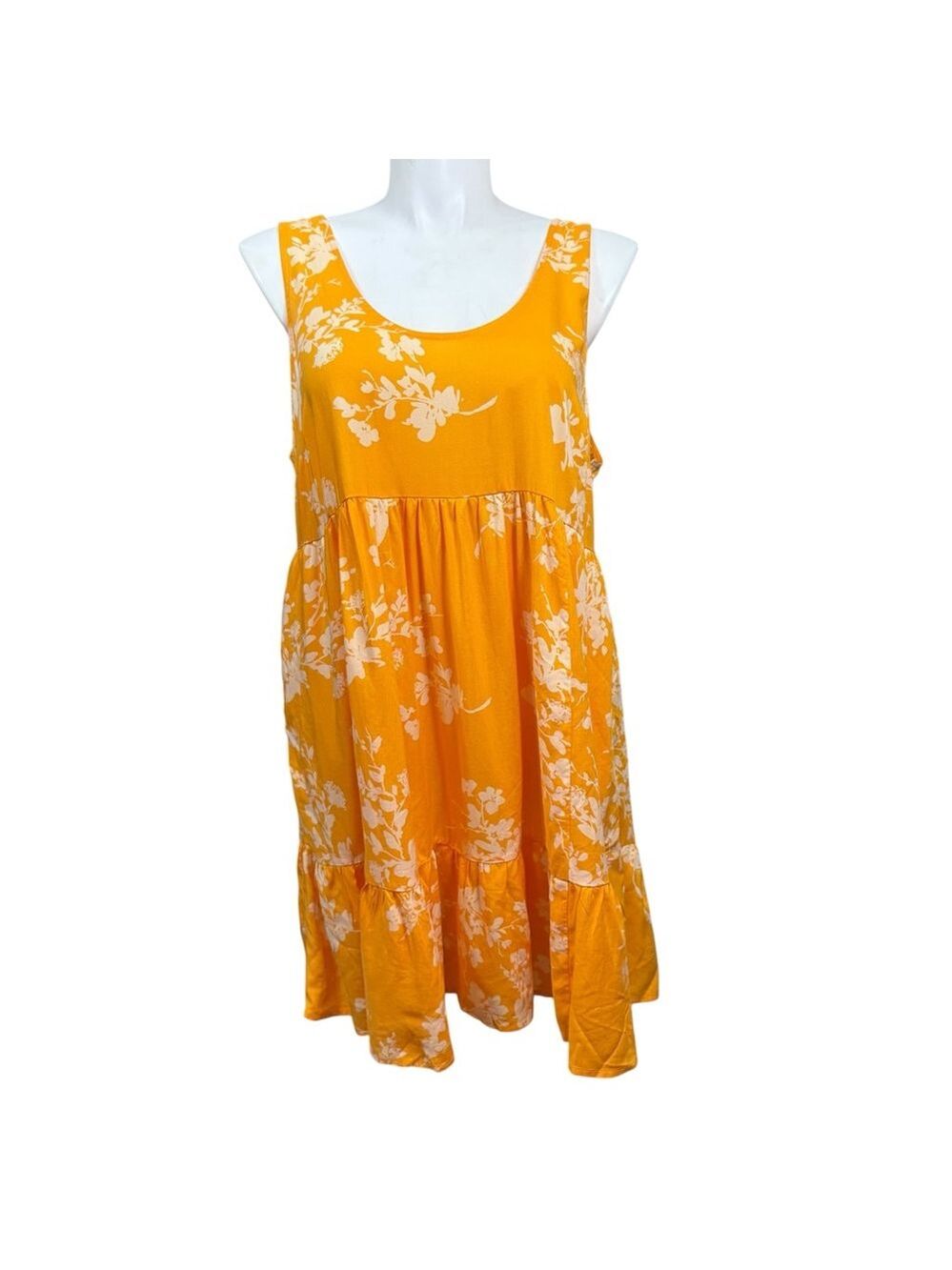 Torrid Orange Floral Sleeveless Babydoll Dress 1X